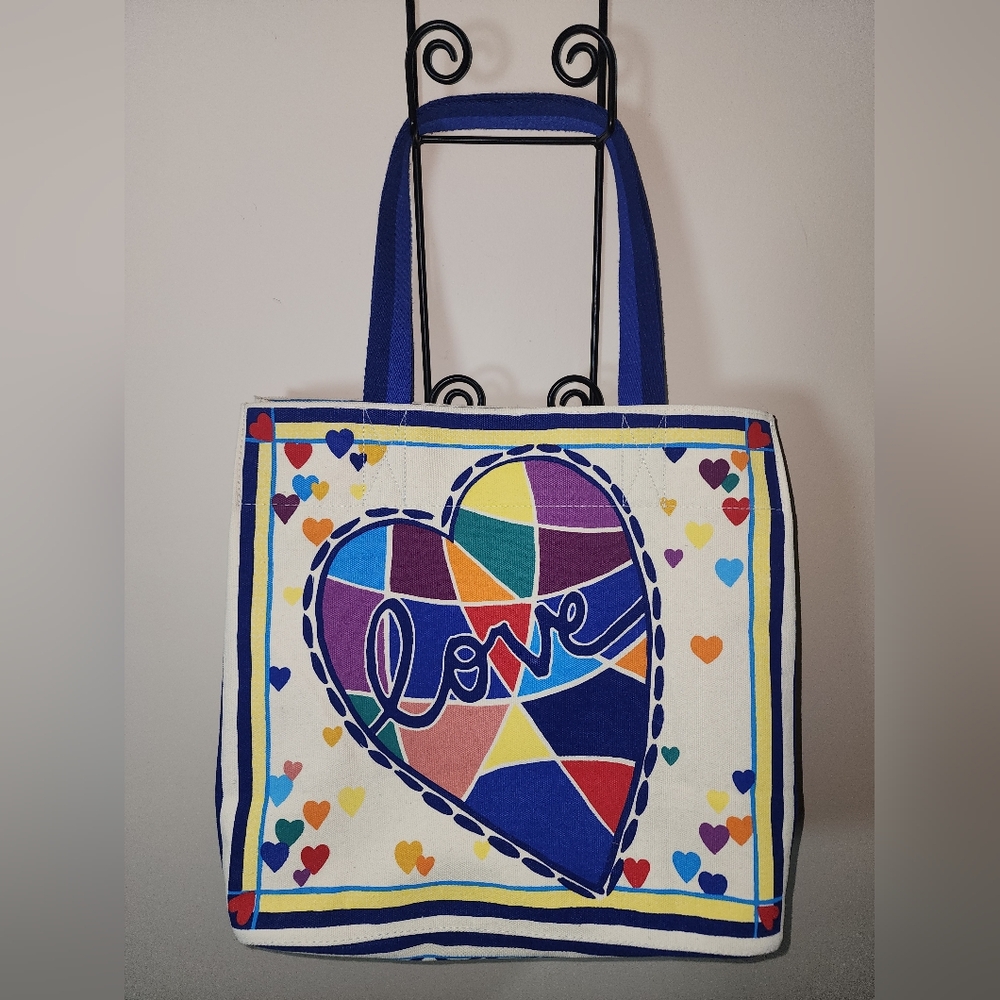 Brighton Large Canvas LOVE In Your Heart Tote Flamingos Like New